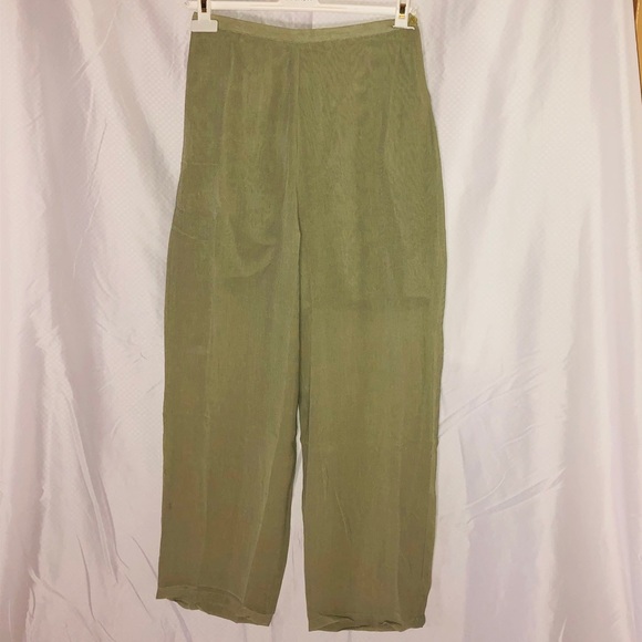 Light Green Flowy Wide Leg Pants - Picture 1 of 2